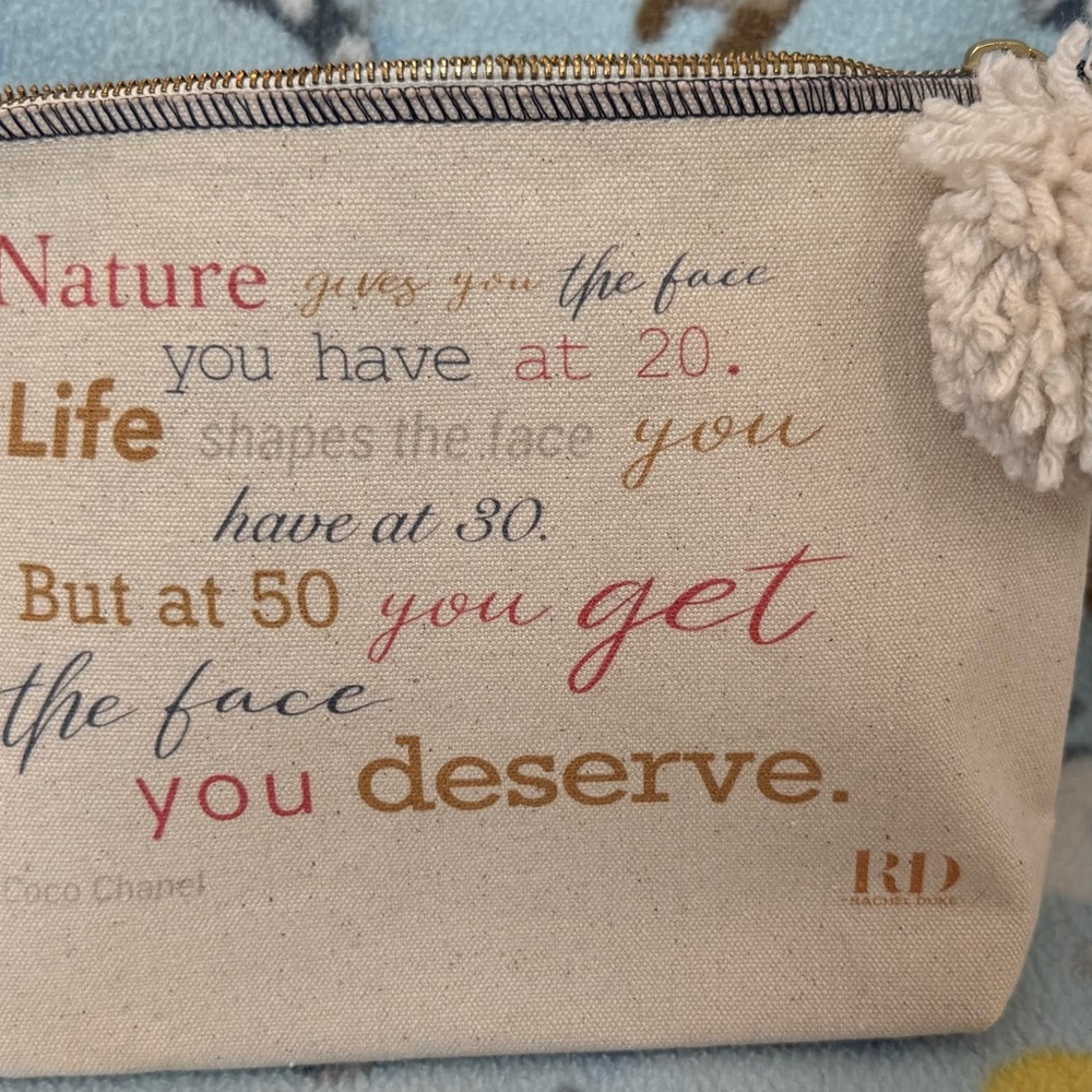 Rachel Duke Canvas Zipped Bag with Inspirational Quote